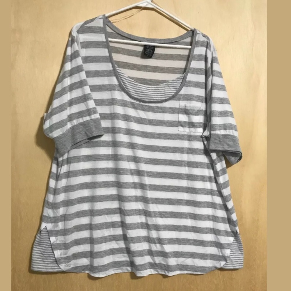 Faded Glory Cotton T-Shirt 3XL Striped